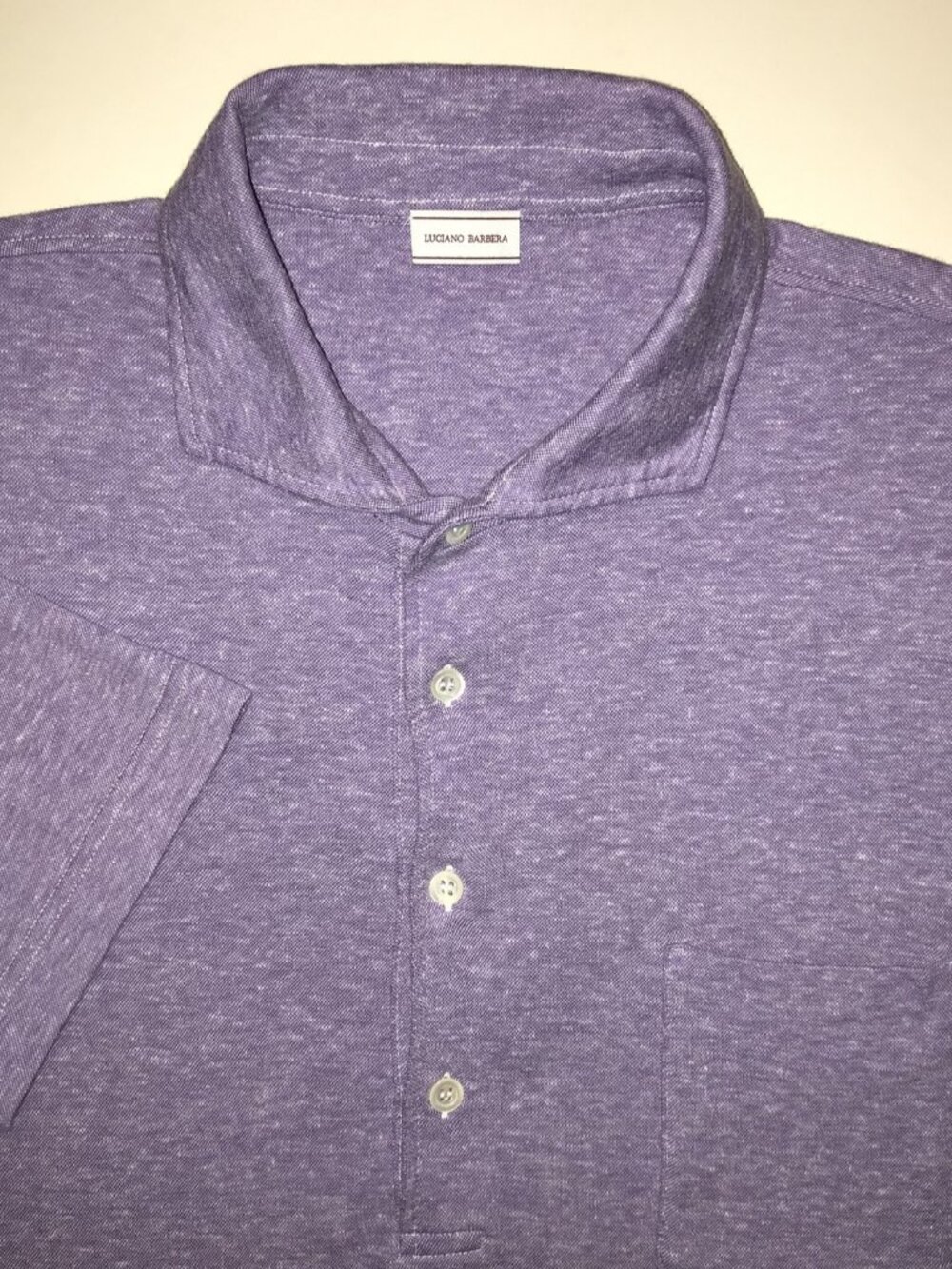 Men's Luciano Barbera Short Sleeve Polo- Size L (Heathered Purple)